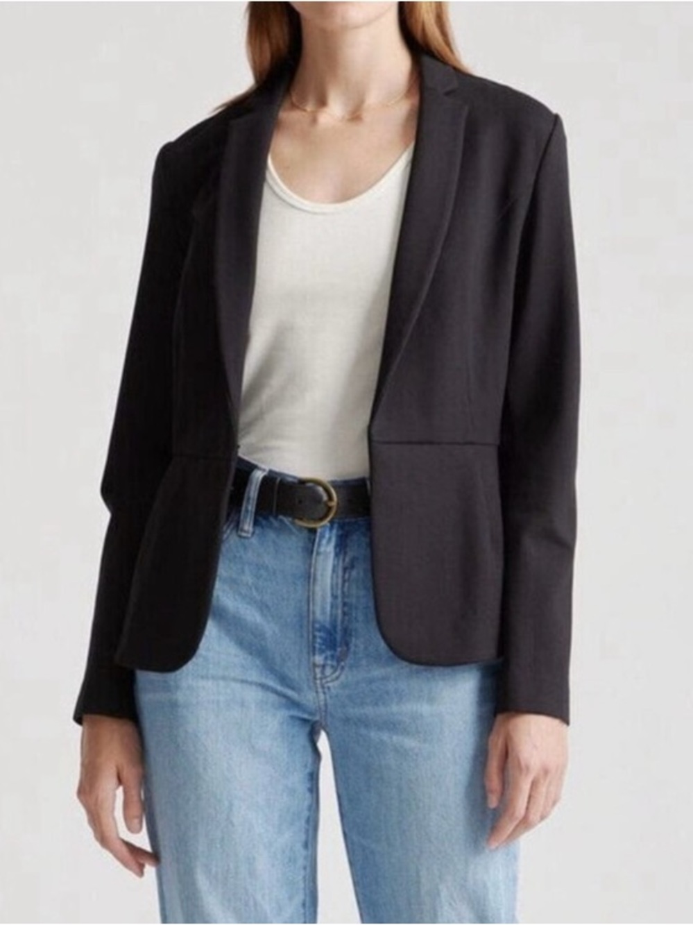 Quince Black Tailored Open-Front Women's Blazer Size small